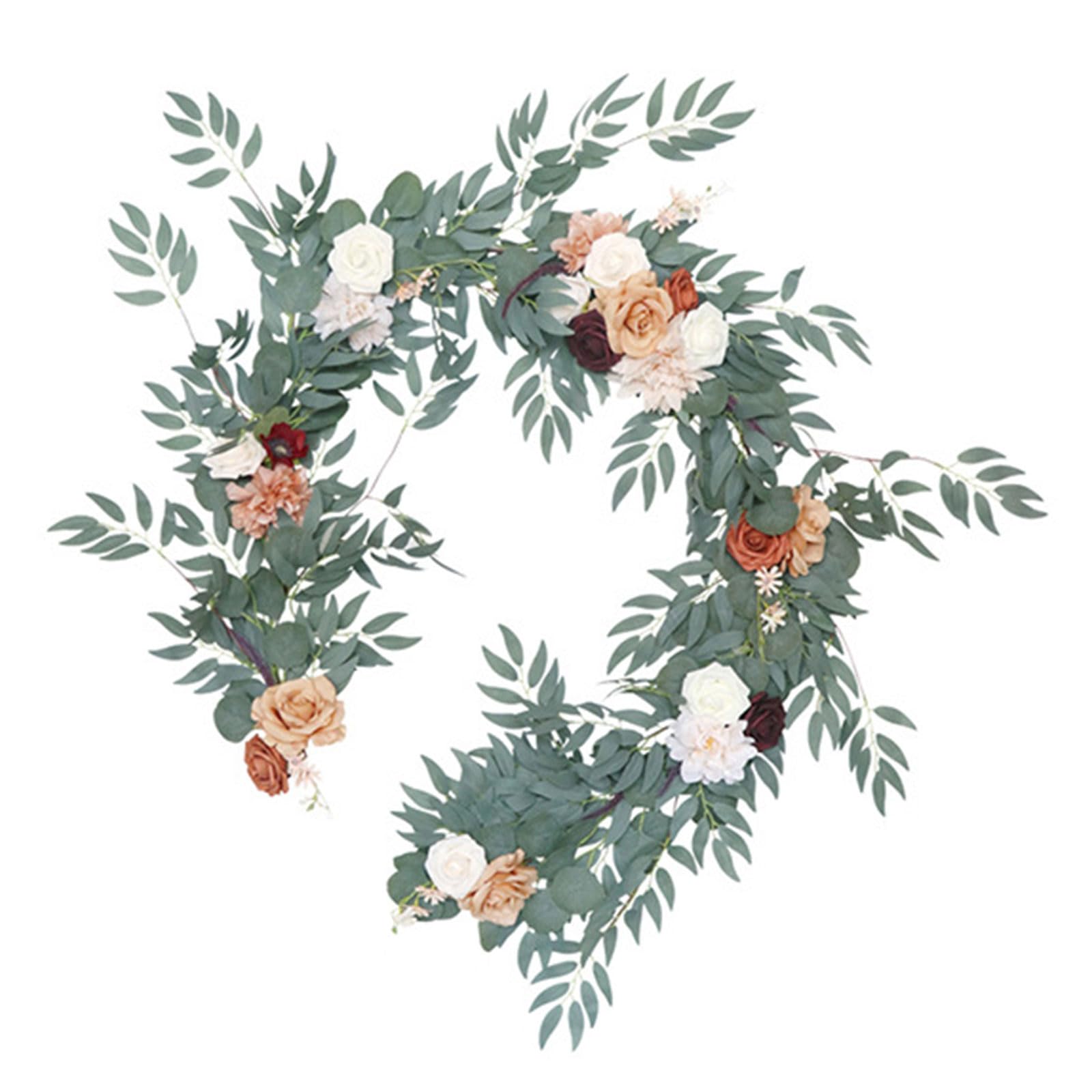 YWLUUOO Garland Rose Flower Vine Home Arts PartyTable Runner Wedding Backdrop Arch Wall Decor Fake Plant Vine Greenery Garland Table Runner Christmas Fall Handcrafted
