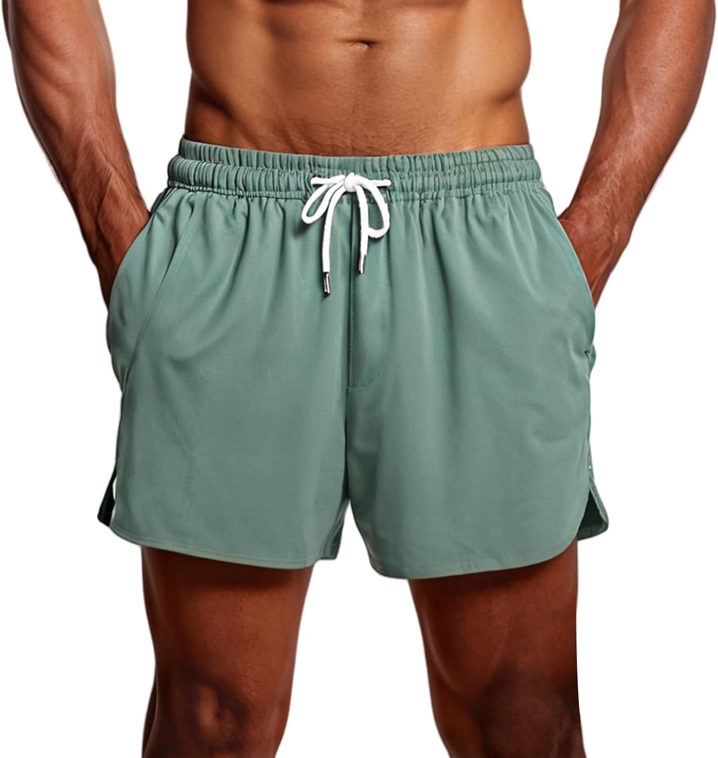 Athletic Shorts for Men Gym Running Workout Shorts Comfort Elastic Waistband Quick Dry Activewear with Zipper Pockets