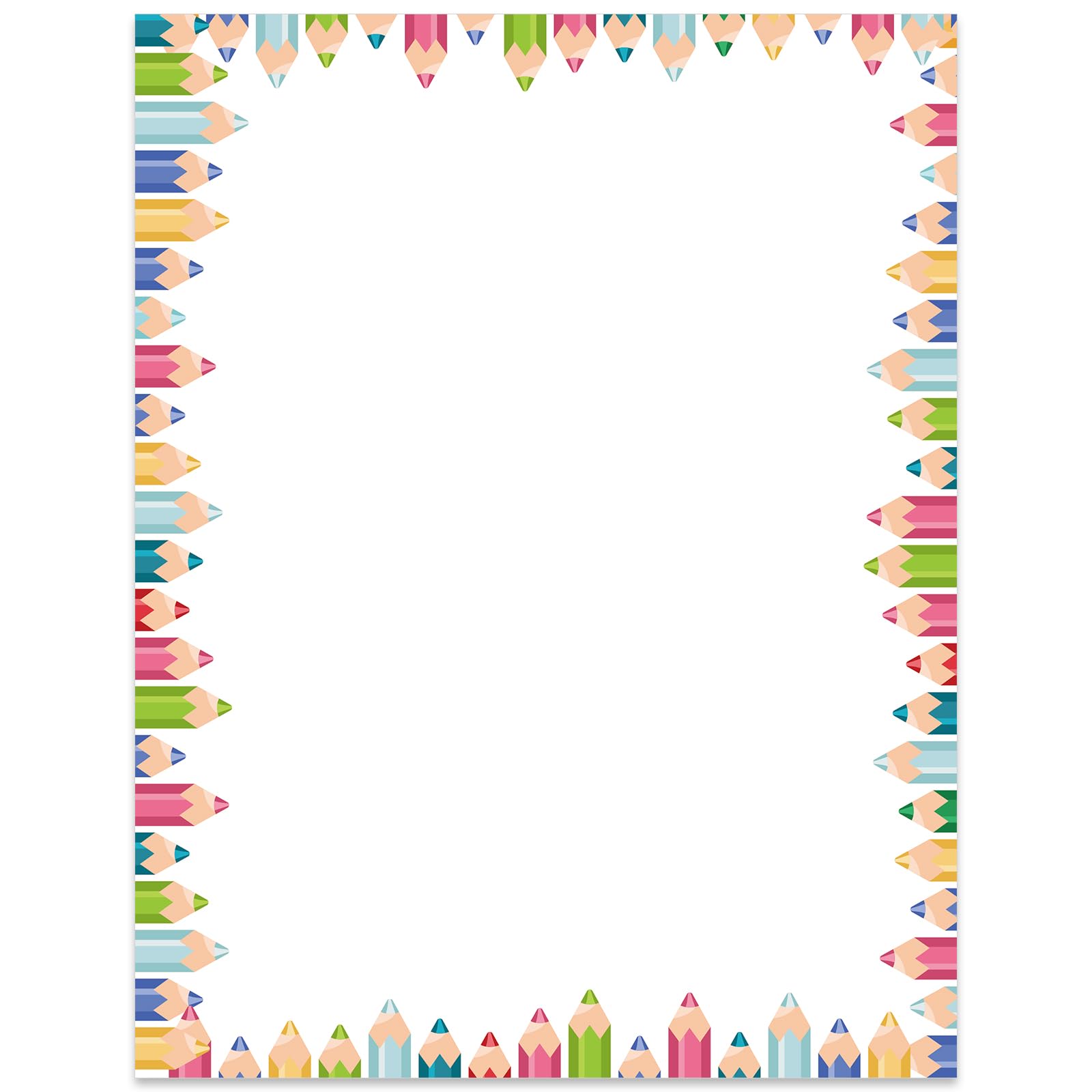 Whaline 80 Sheets Colorful Pencil Border Stationery Paper Letterhead Letter Writing Paper Cute Computer Printer Paper for Back to School Notes