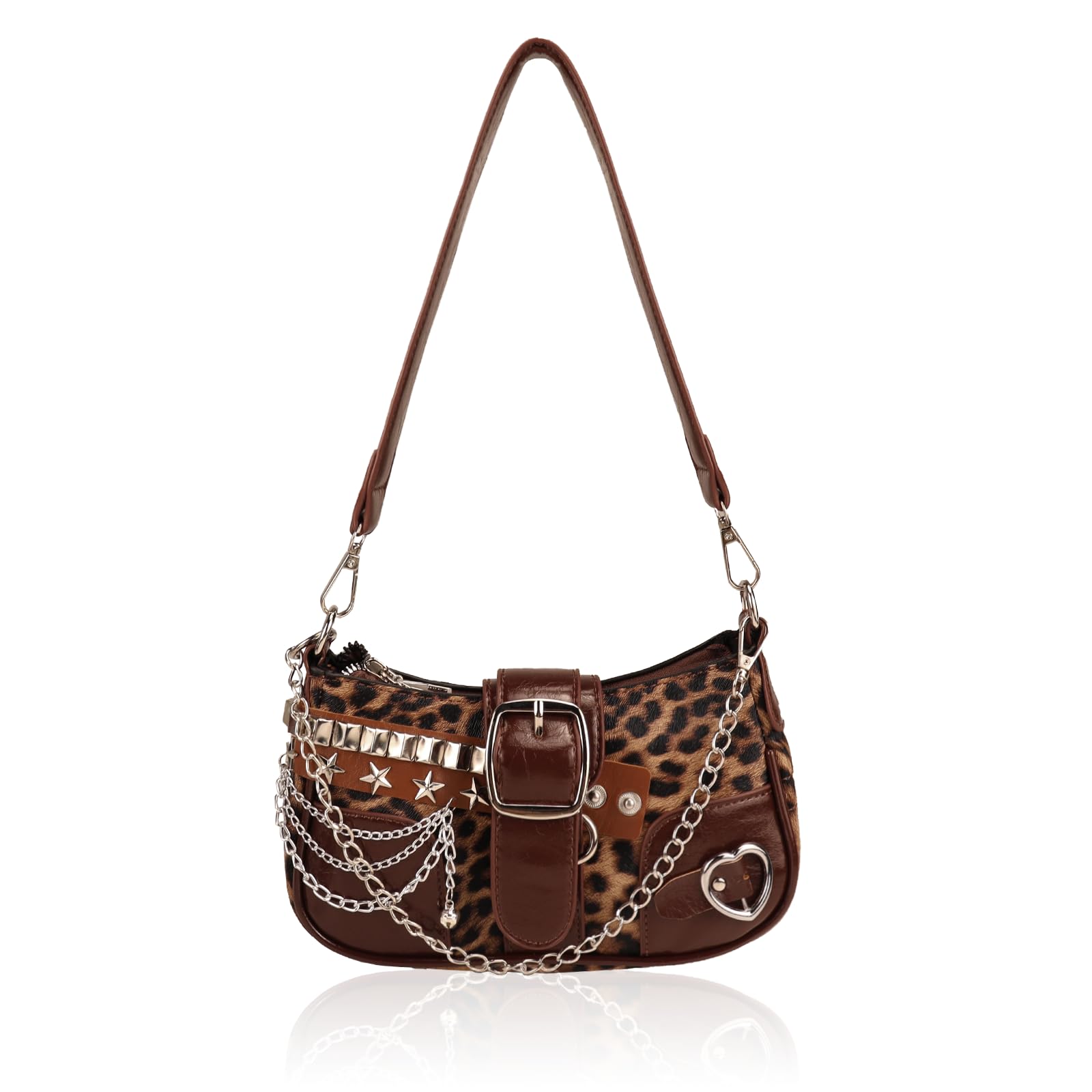 AfitLulu Mała damska torba na ramię z denimu, z łańcuszkiem na rękę i odpinanym paskiem na ramię, mała Y2k Fashion torba na ramię Hobo Bag z zamkiem błyskawicznym
