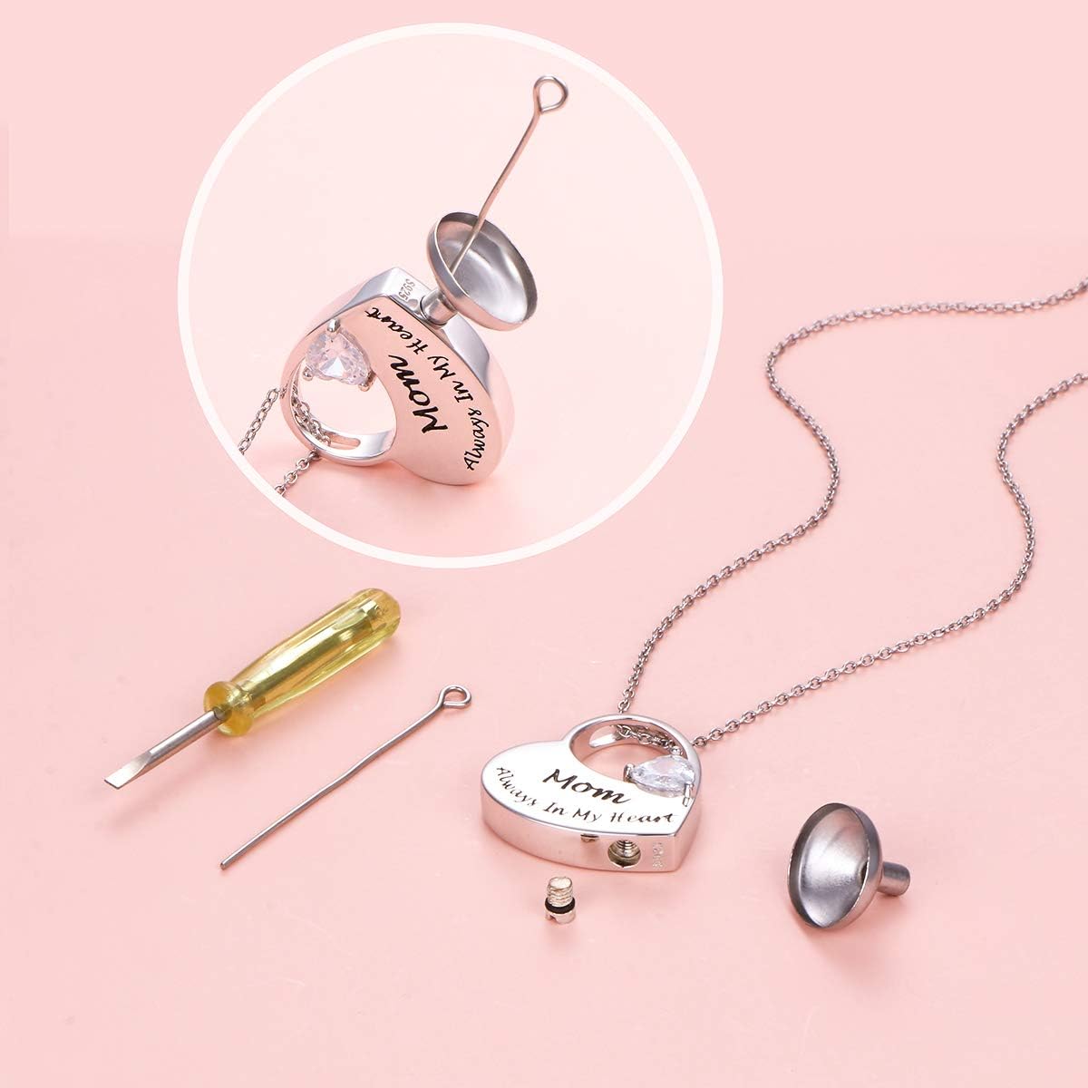 S925 Sterling Silver Urn Necklace for Ashes Cremation Memorial Keepsake Pendant Necklace Jewelry for Women - Image 3