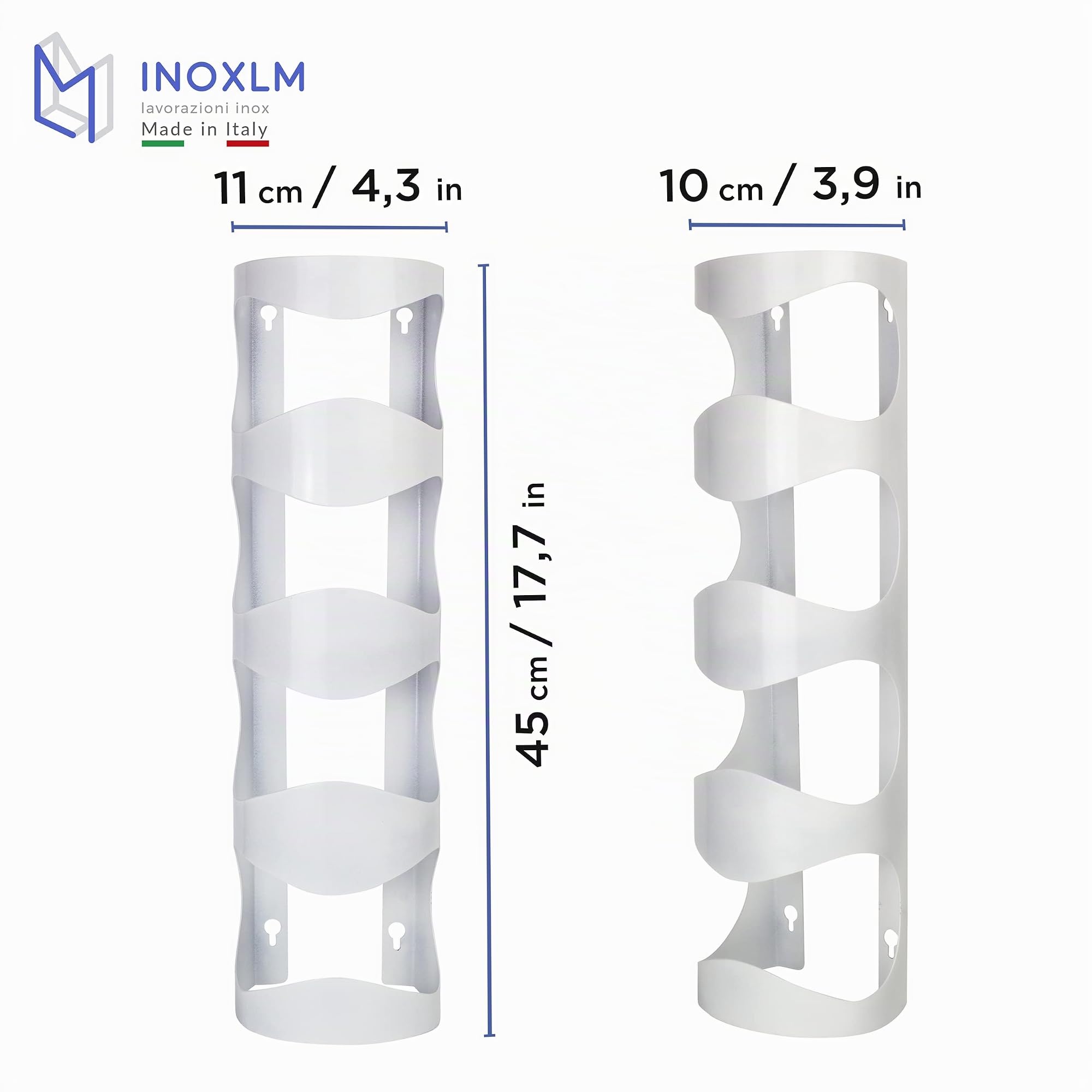 INOXLM Porte-Bouteilles en Acier | Porte-vin en différentes Couleurs | Porte-Bouteilles Mural Blanc | Présentoir pour vin Noir | Présentoir pour 4 Bouteilles Marron | Cave | Modèle Mercure (White)