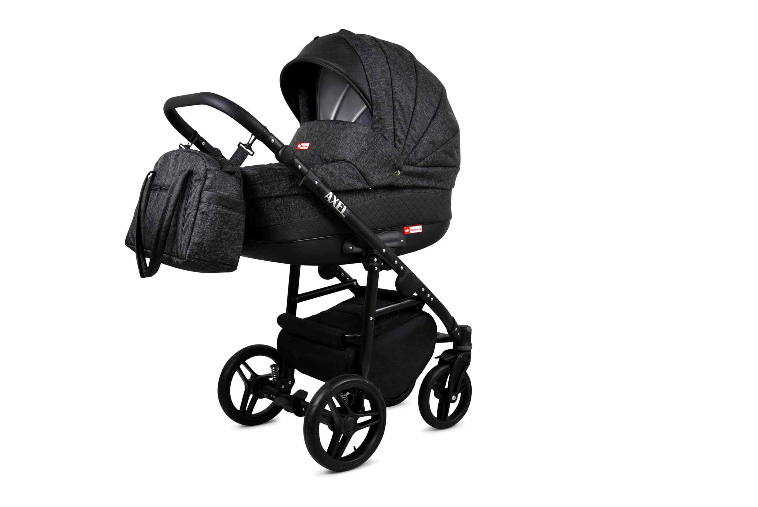 BabyLux® Wózek dziecięcy kompletny zestaw 4 w 1, Axel, w tym gondola dla niemowląt, wędka, fotelik samochodowy, podstawa ISOFIX, wózek dziecięcy, system kombinowany, z torbą do przewijania itp.