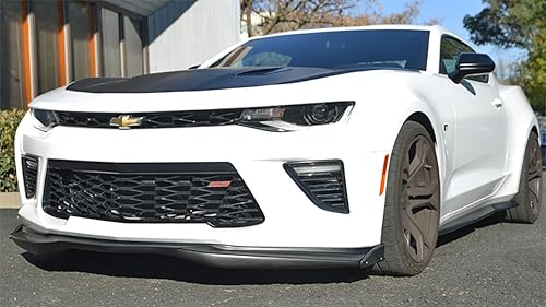 Repuesto para modelos Chevrolet Camaro SS 2016  Divisor de borde inferior de parachoques delantero adicional estilo T6 con tapa lateral de fibra de