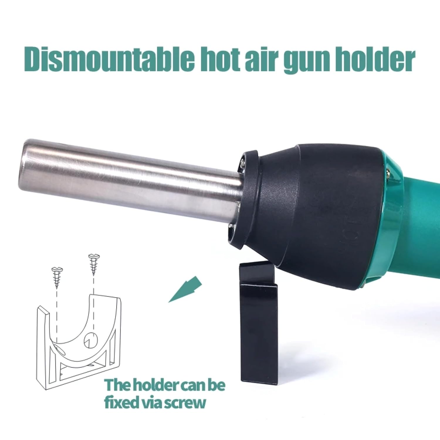 Dismountable hot air gun holder with screw attachment