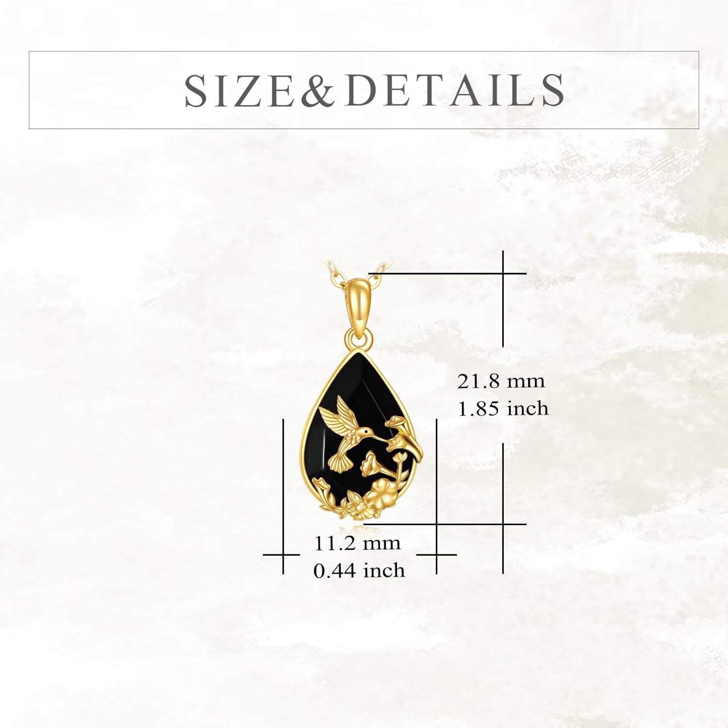 KECHO 14K Real Gold Black Crystal Necklace Vintage Pendant Solid Yellow Gold Gothic Jewelry Gifts for Women - Image 4