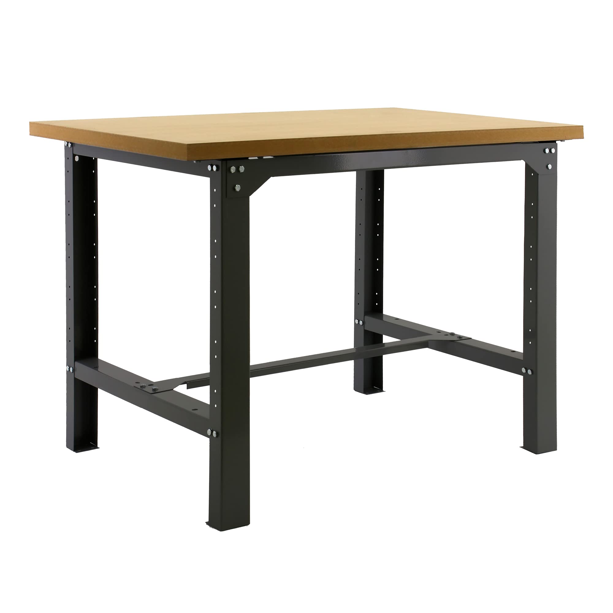 Cofan Banco de Trabajo | Mesa de Trabajo con Estructura de Acero | Encimera de Madera | Adecuado para Taller y Garaje | Color Antracita | 2 Medidas (120_cm)