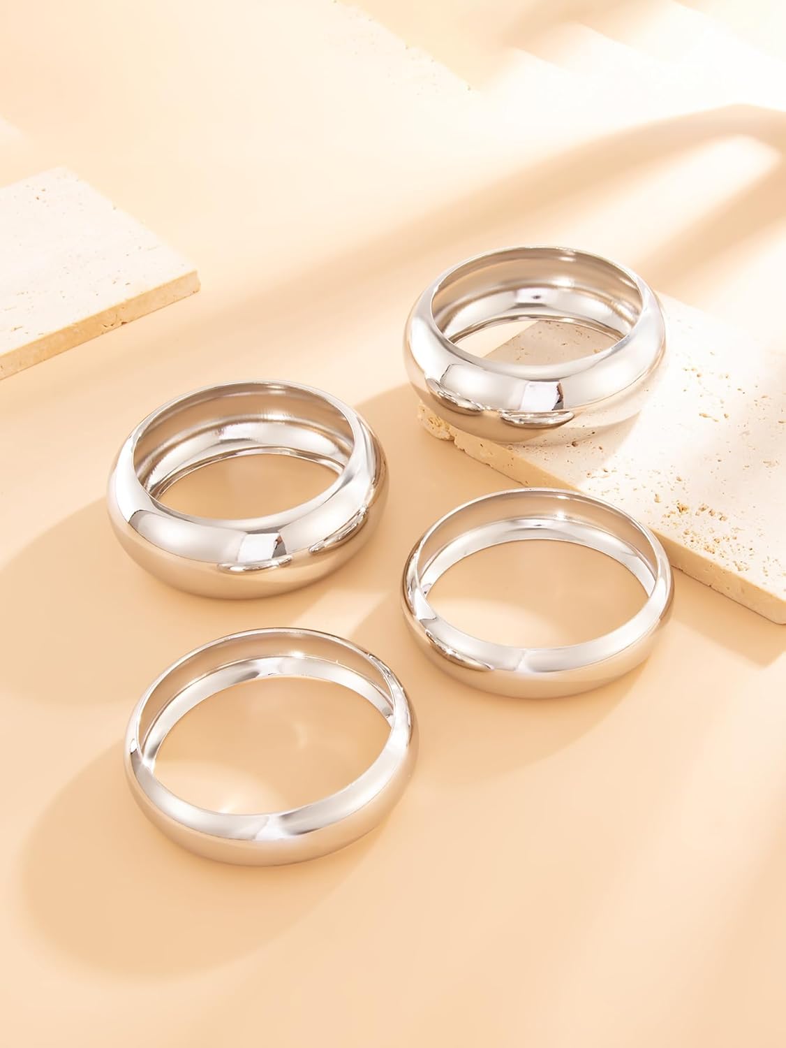 Chunky Gold Bracelets for Women Trendy Wide Wrist Silver Bangles Bracelet Stack Statement Bangle Fashion Jewelry Gift Accessories - Image 7