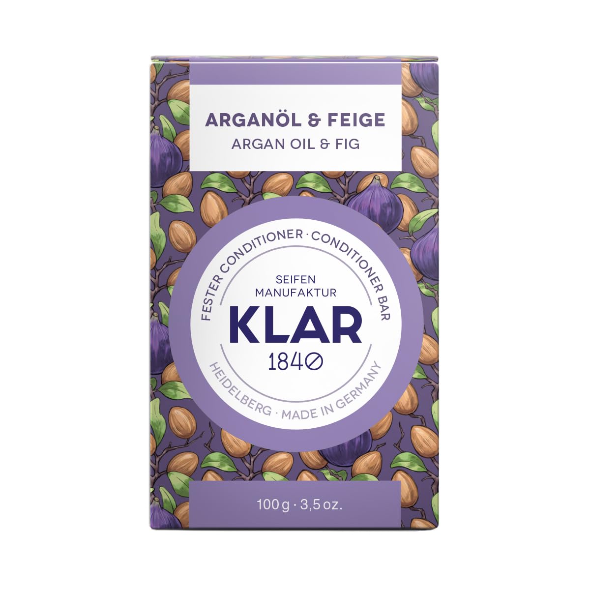 Klar Seifen fester Conditioner Arganöl & Feige, 100 g, für trockenes Haar