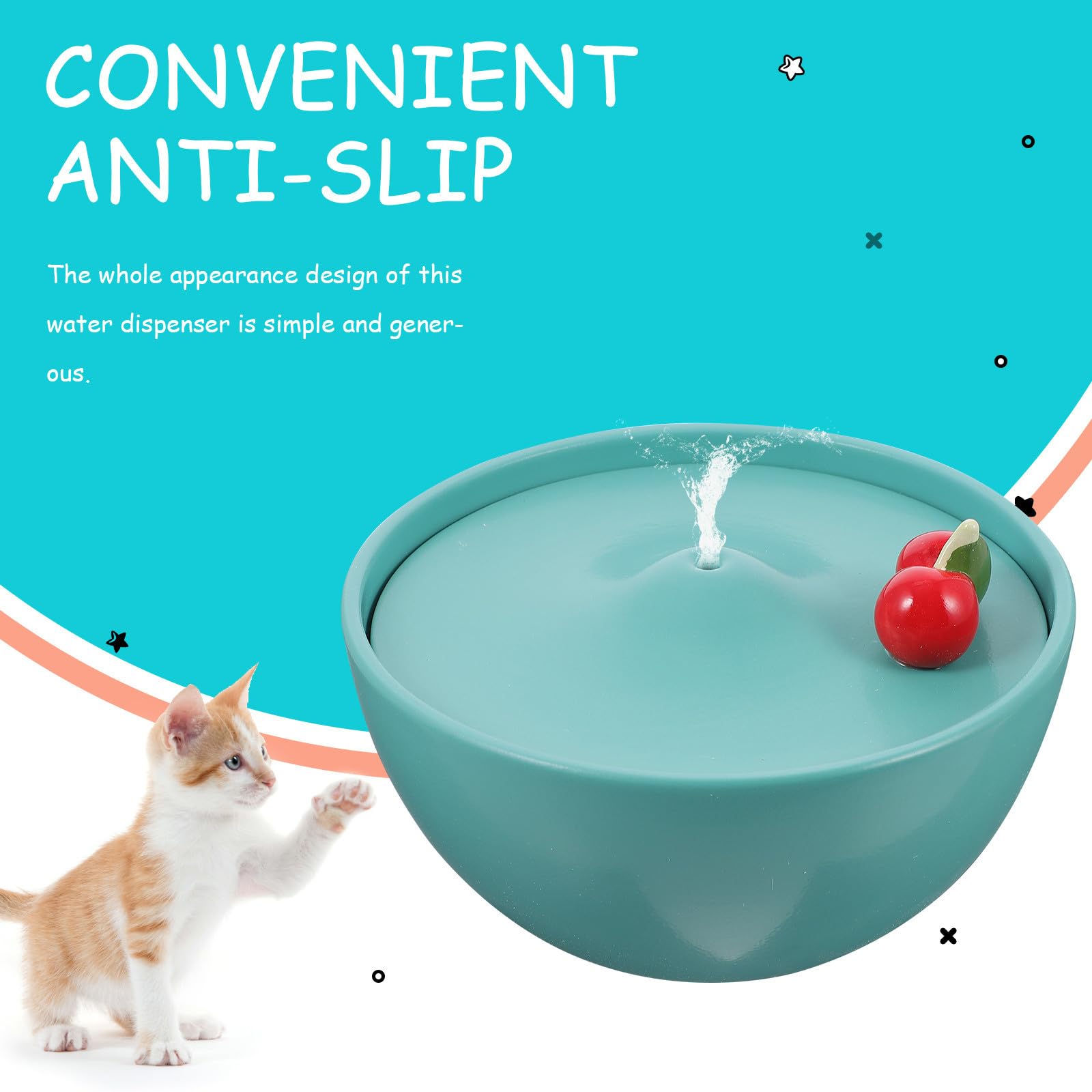 Fuente de Agua y Decoración Hermosa Diseño de Gato de Cerámica para Gatos Capacidad Suficiente Adecuado para Mascotas Pequeñas en Casa Aire Libre