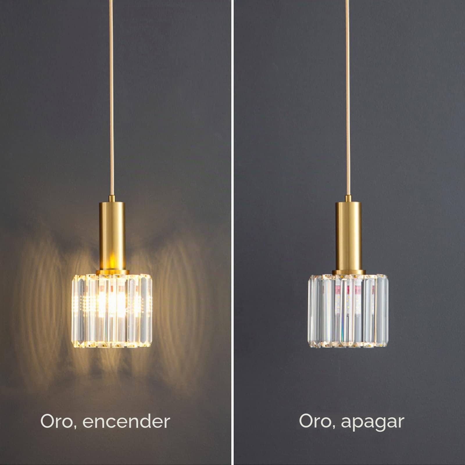 Mini luz colgante de cristal moderna para cocina, isla, comedor, dormitorio, lámpara de techo de cristal con base dorada, luz colgante (1 luz)