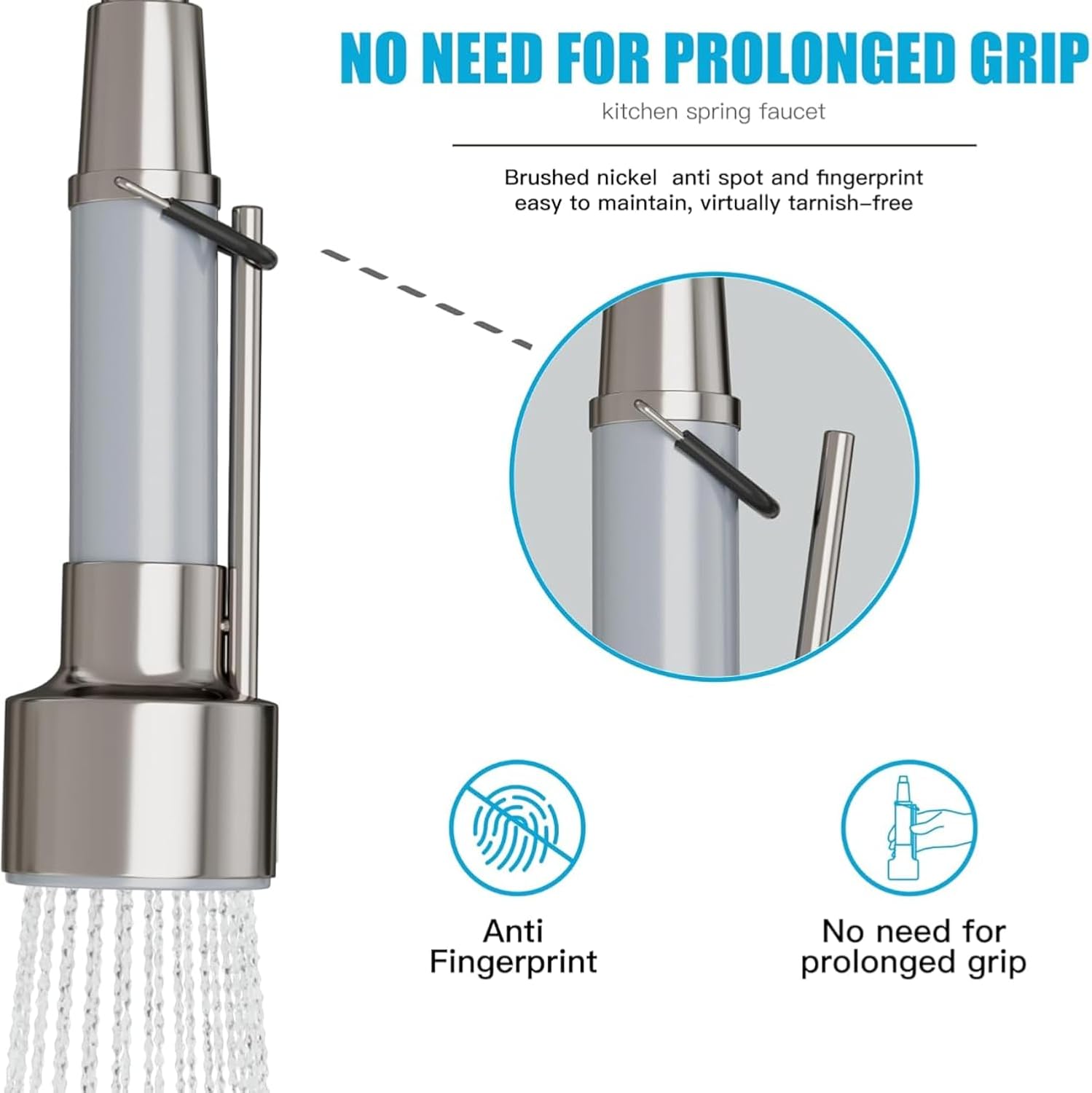 Smart Kitchen Faucet, 3 Modes Pull Down Sprayer, LED Temperature Control, Ceramic Valve,360-Degree Rotation,1 or 3 Hole Deck Plate, Double Spout. 10-Year Warranty.(Brushed Steel Nickel,KW-21SN)