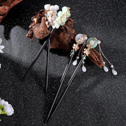 Image of MAYCREATE Hair Stick for Bun, 7 Inch Wooden Floral Charm Juda Pin
