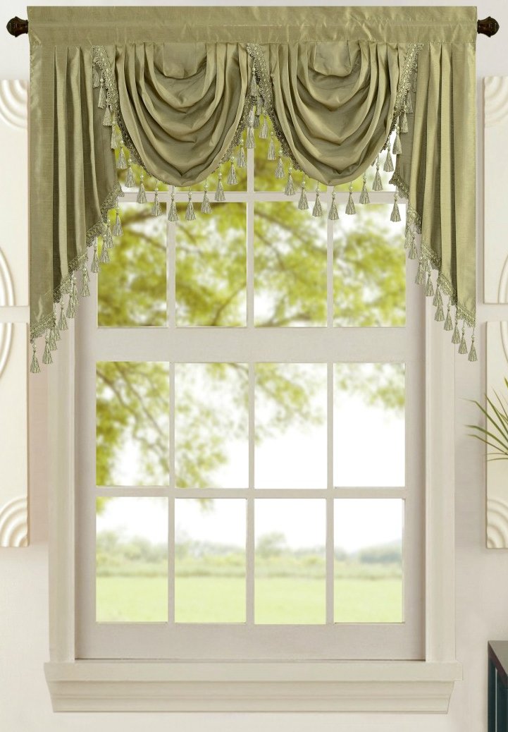 【新品・未使用】アニマル柄レース スワッグバランス Amazon｜All American Collection 無地のフェイクシルク製 一体型