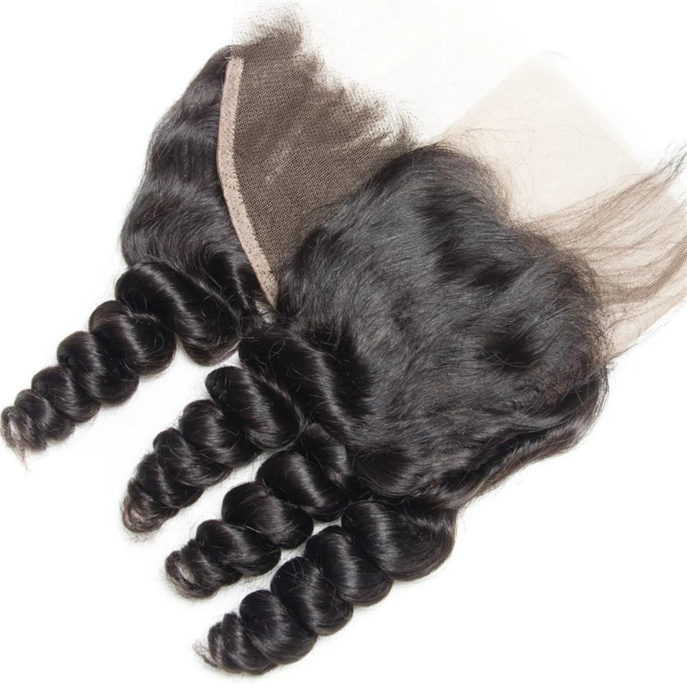 Codzienne użytkowanie Zestaw 3 peruwiańskich włosów ludzkich Remy Loose Wave z zamknięciem z przodu, 13 x 4, wstępnie depilowana linia włosów na imprezę (16+18+20+Closure 14)