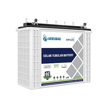 SERVBAK Solar STB-750+ (75Ah/12VDC) Tubular Solar Battery for Home, Office & Shop with 60 Months Warranty (White Container & Black Cover)
