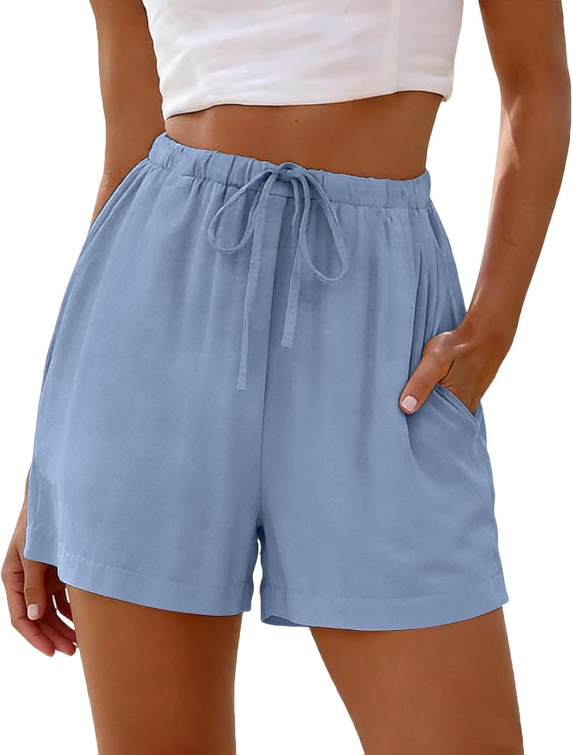 Women's Summer Lounge Shorts Drawstring Elastic Waist Shorts Ladies Casual Comfy Lightweight Bottoms with Pockets