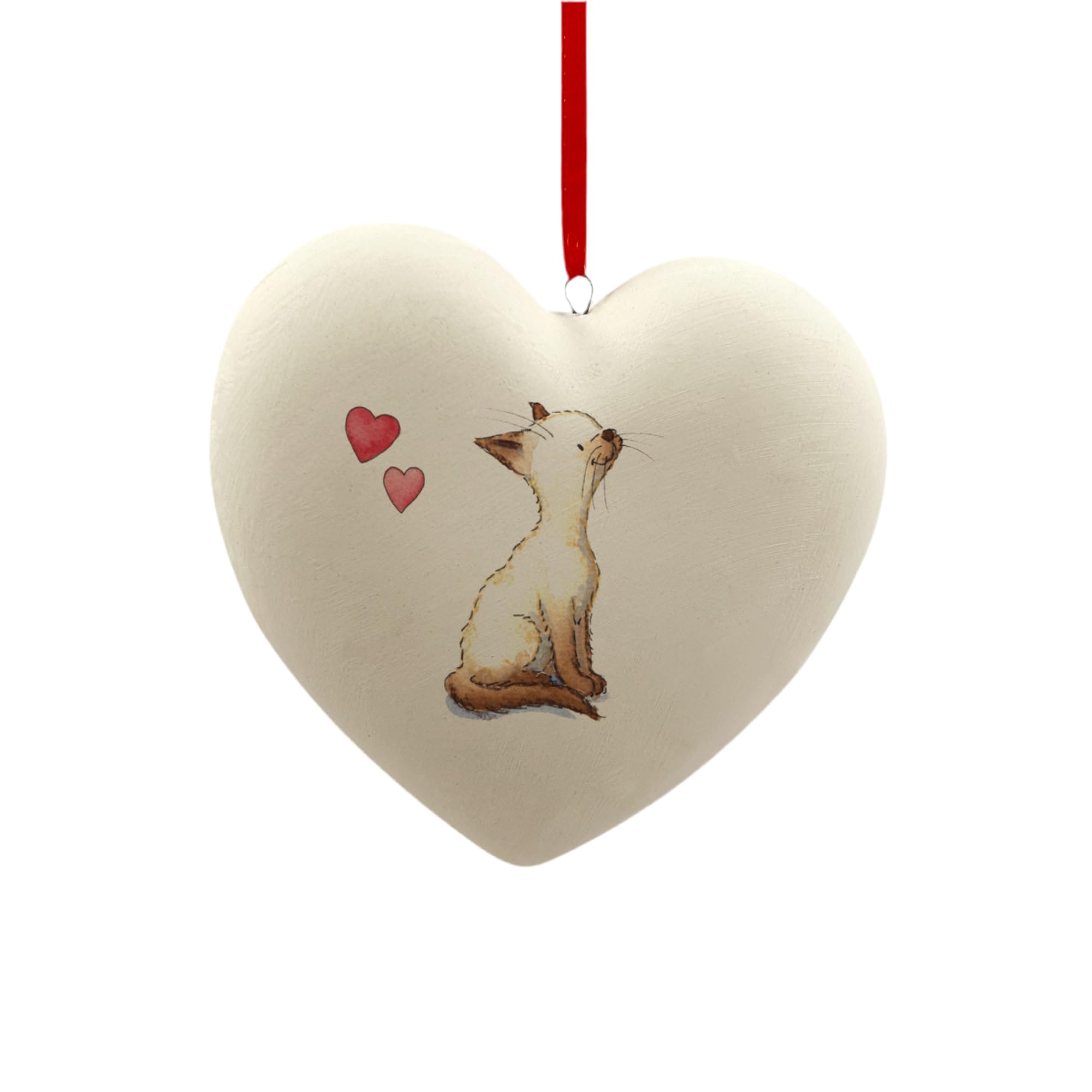 Image Industry Cat Siamese Ceramic Heart Bauble - Cat Lovers - Gift for the Home - Hanging Ornament