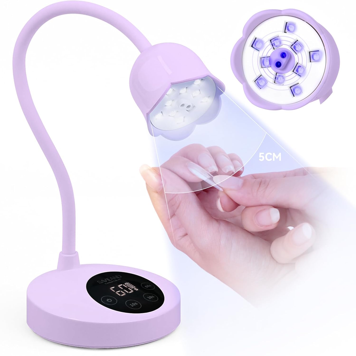 SAVILAND 30W Gel Lamp for Nail Polish Intellisense Nail Lamp Cordless U V Light for Gel Nail, Rechargeable LED Flash Cure Goosenecks U V Lamp Gel Nails Quick Drying for Nail Salon Home DIY Manicure