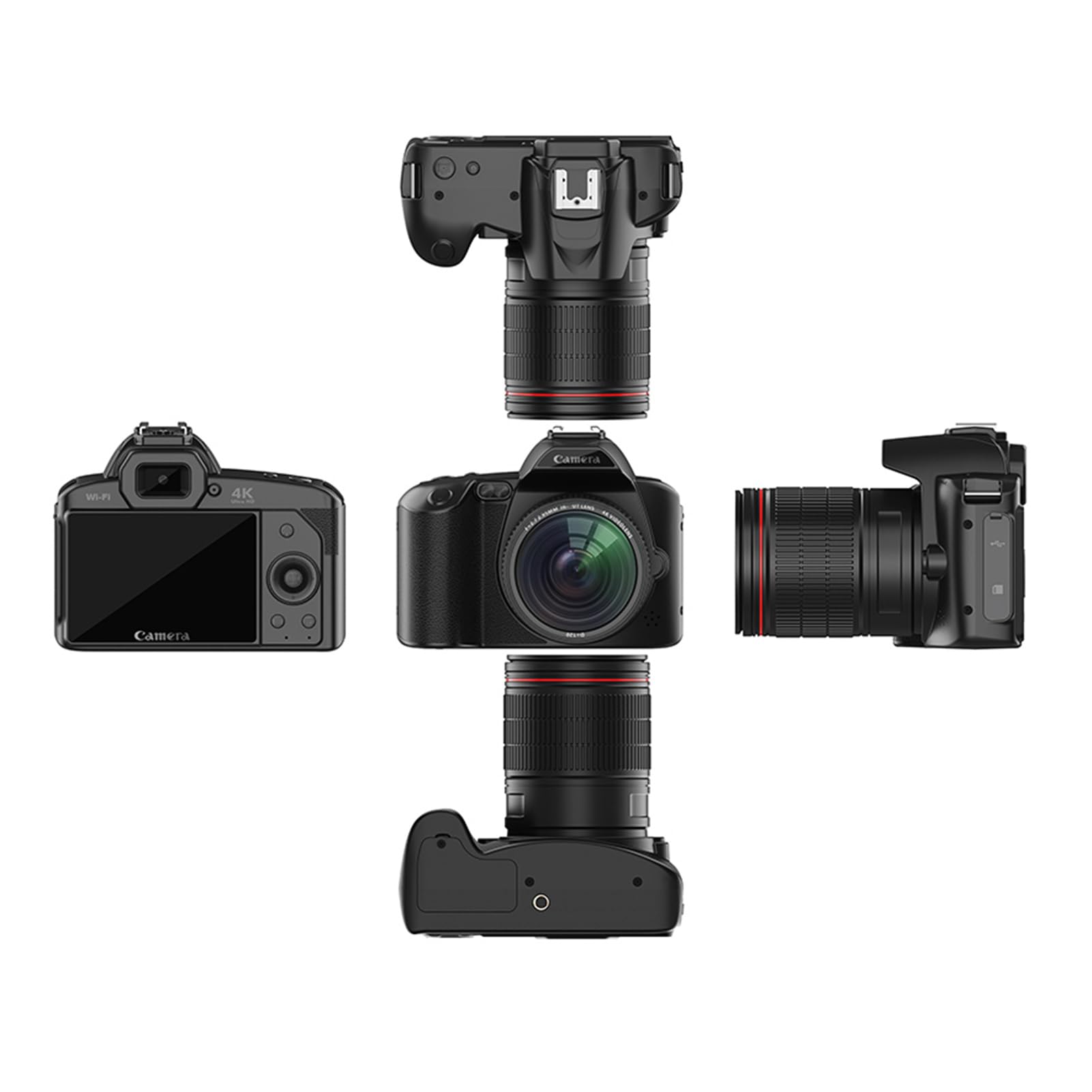Appareil photo numérique 4K WiFi 64 MP double objectif vidéo avec vision nocturne 16X Anti-Secouement Microphone externe Support Batterie intégrée Écran IPS 3" pour anniversaires festivals