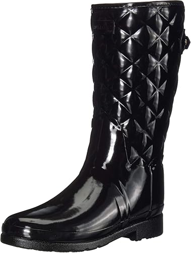 Hunter Botas de lluvia cortas para mujer refinadas y brillantes