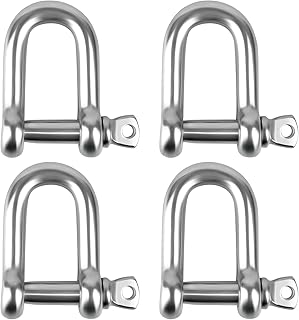 4PCS M8 D Shackle Heavy Duty, Screw Pin Shackle M8 5/16", 30
