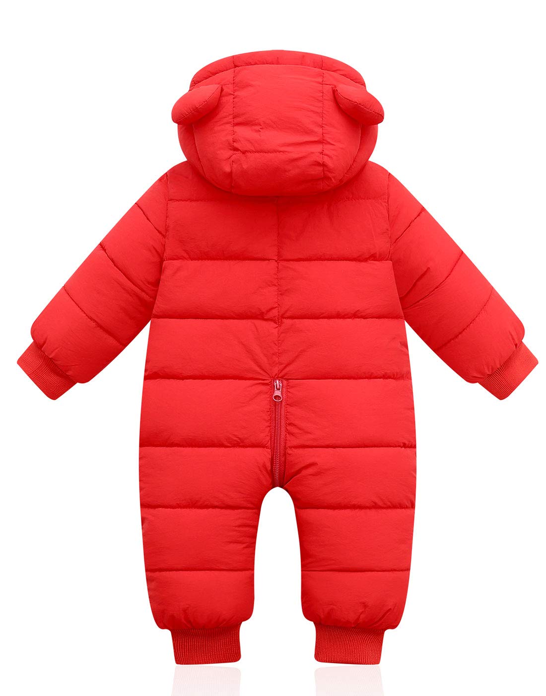 Happy Cherry - Bébé Combinaison de Neige Hiver Vêtement de Ski Fille Garçon Barboteuses Chaud à Capuche Grenouillère Manteau Manche Longue Enfant Jumpsuit Plein Air Imprimé Mignons - 0-36 Mois