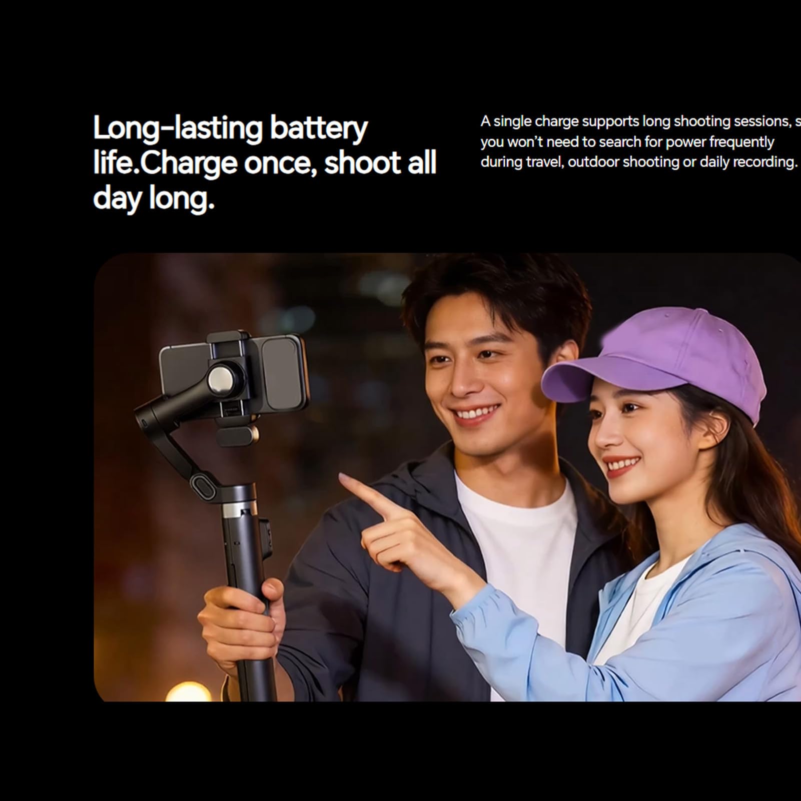 ciciglow Treppiede per Selfie Stick, Tracciamento AI e Luce di Riempimento | Estensibile, lunghezza 180 cm, stabilizzazione a 3 assi, supporto portatile per treppiede per telefono cellulare per
