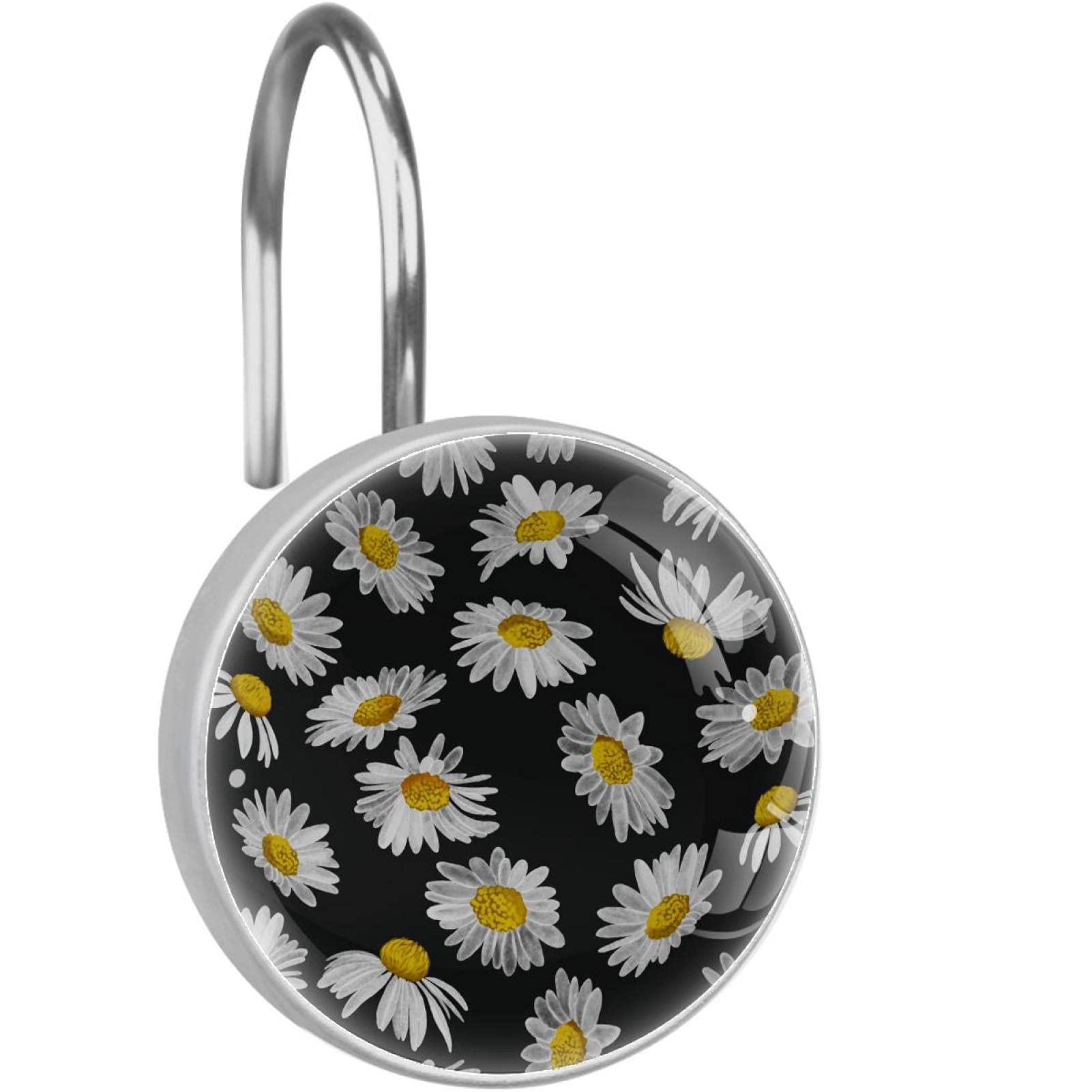 Crochets rideau de douche acier inoxydable salle de bain floral