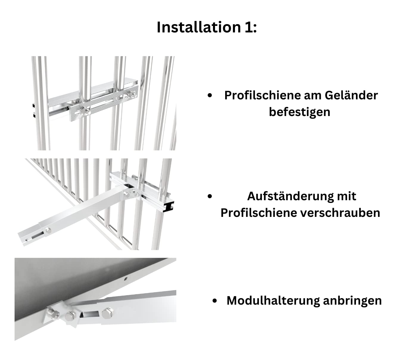 SOLAR ALLin Balkonhaken-Montageset Plus für Solarmodule 0°, 15°-30° Befestigungssystem für Balkonkraftwerk