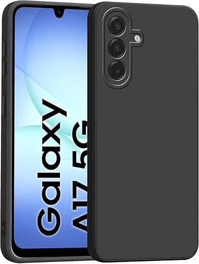 amazon basics Back Cover for Samsung Galaxy A17 5G | Ultra Slim Soft Rubberised Case | Matte Silicone Flexible Mobile Case | Camera Protection - Black