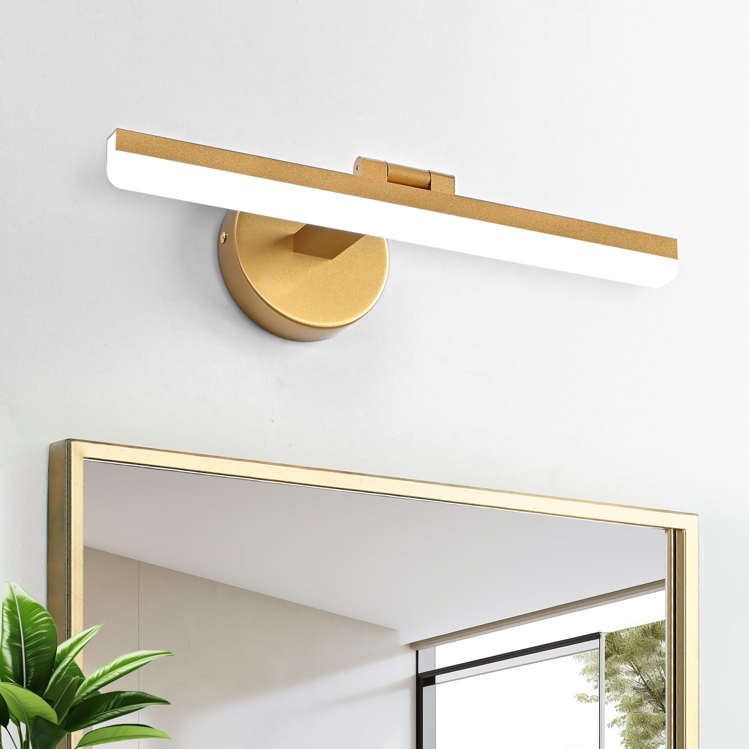 Gold Bathroom Vanity Light Fixtures Over Mirror 16inch 9W Rotatable Modern LED Vanity Lights Modern Wall Sconce (White Light 6000K)