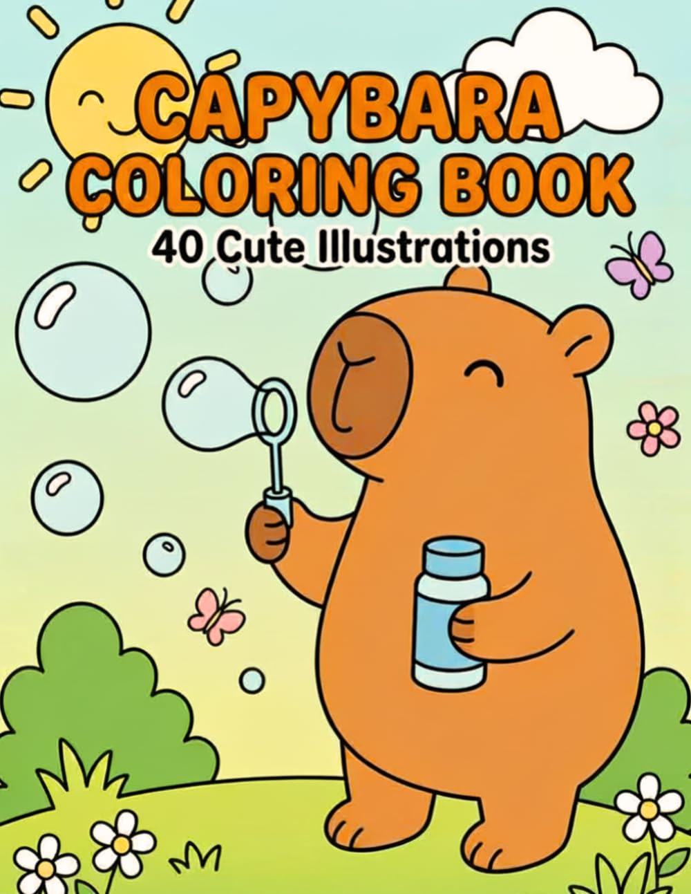 Capybara Coloring Book for Kids 4-8: 40 Adorable Illustrations