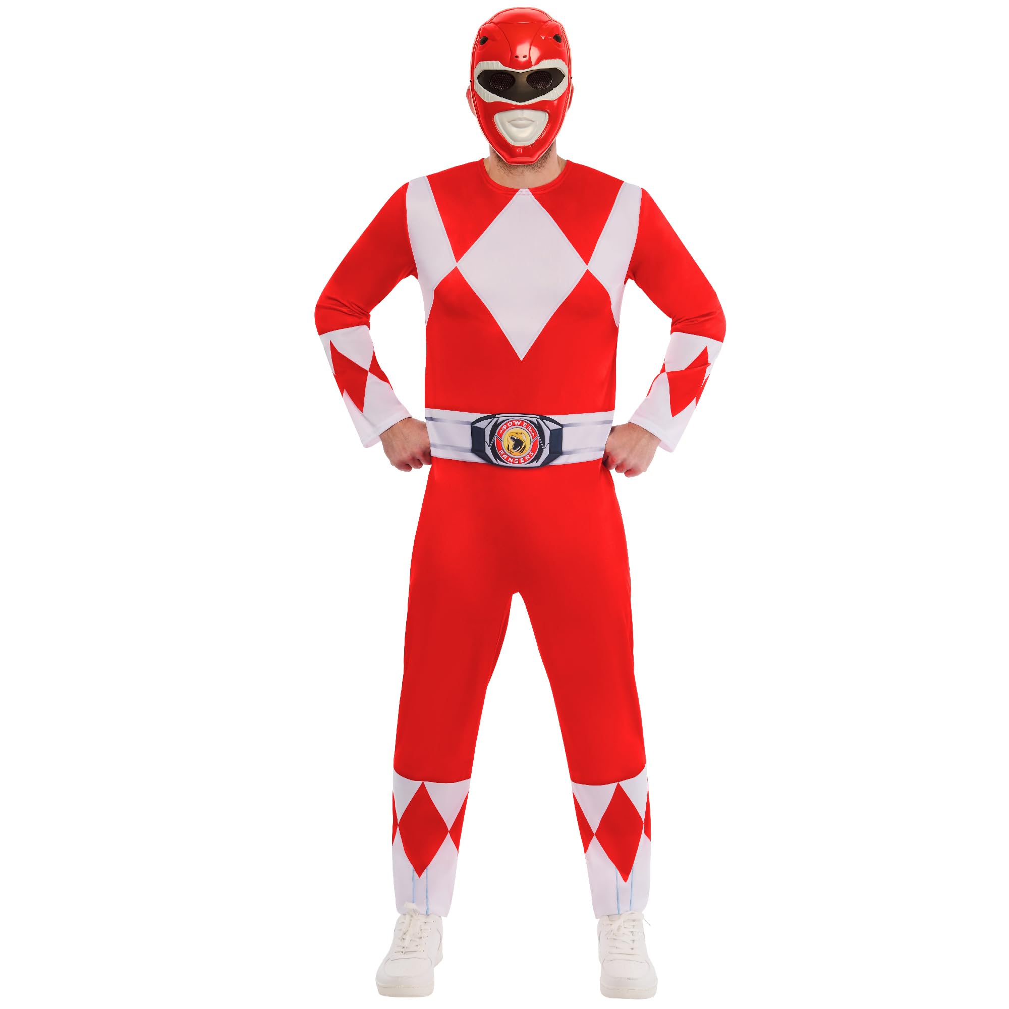 Rubies Disfraz oficial de Power Rangers Mighty Morphin Red Ranger para adultos, disfraz para adultos