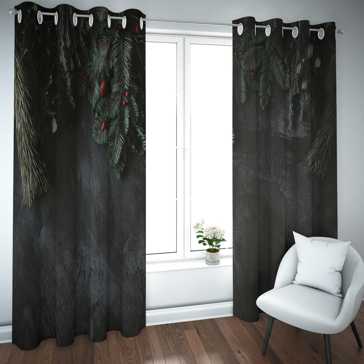 Rideau occultant Joyeux Noël pour bureau à domicile et salon