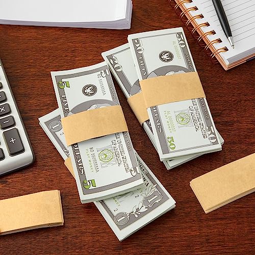 500 Pack Kraft Paper Money Bands for Cash, Blank SelfAdhesive Currency