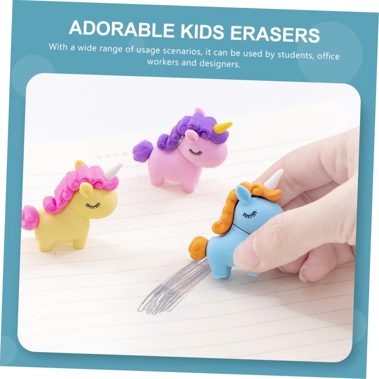 Uonlytech 20Pcs Portable Mini Unicorn Erasers for Bright Mixed Colors Cute Pencil Erasers School Supplies Classroom Rewards Stationery Accessories