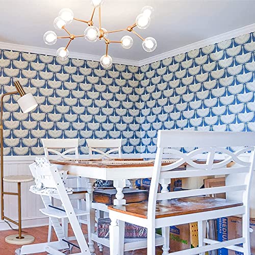 Denim Blue Removable Peel And Stick Wallpaper Feather Flock Wallpaper Removable 78.7"X17.71" Waterproof Removable Furniture Vinyl Film For Kitchen Furniture Countertop Diy Self Adhesive Contact Paper #TOP1