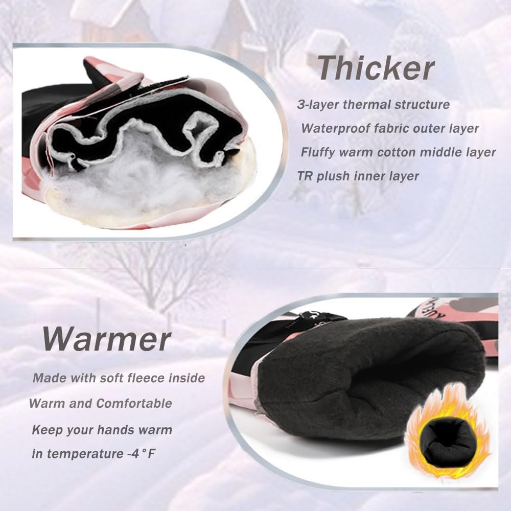 SPOTFISH Winter Gloves Women Snow Gloves Women Ski Waterproof Touchscreen Snowboarding (pink, One Size)