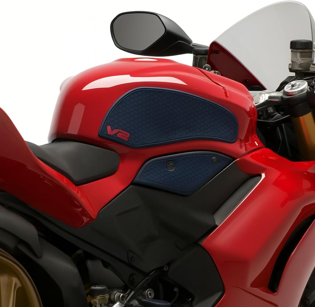 NWE Motorcycle Non-Slip Side Gas Fuel Tank Traction Pad Decal Rubber Side Knee Grip Protector Sticker Decals Moto for Ducati Panigale V2 / Streetfighter V2 2025