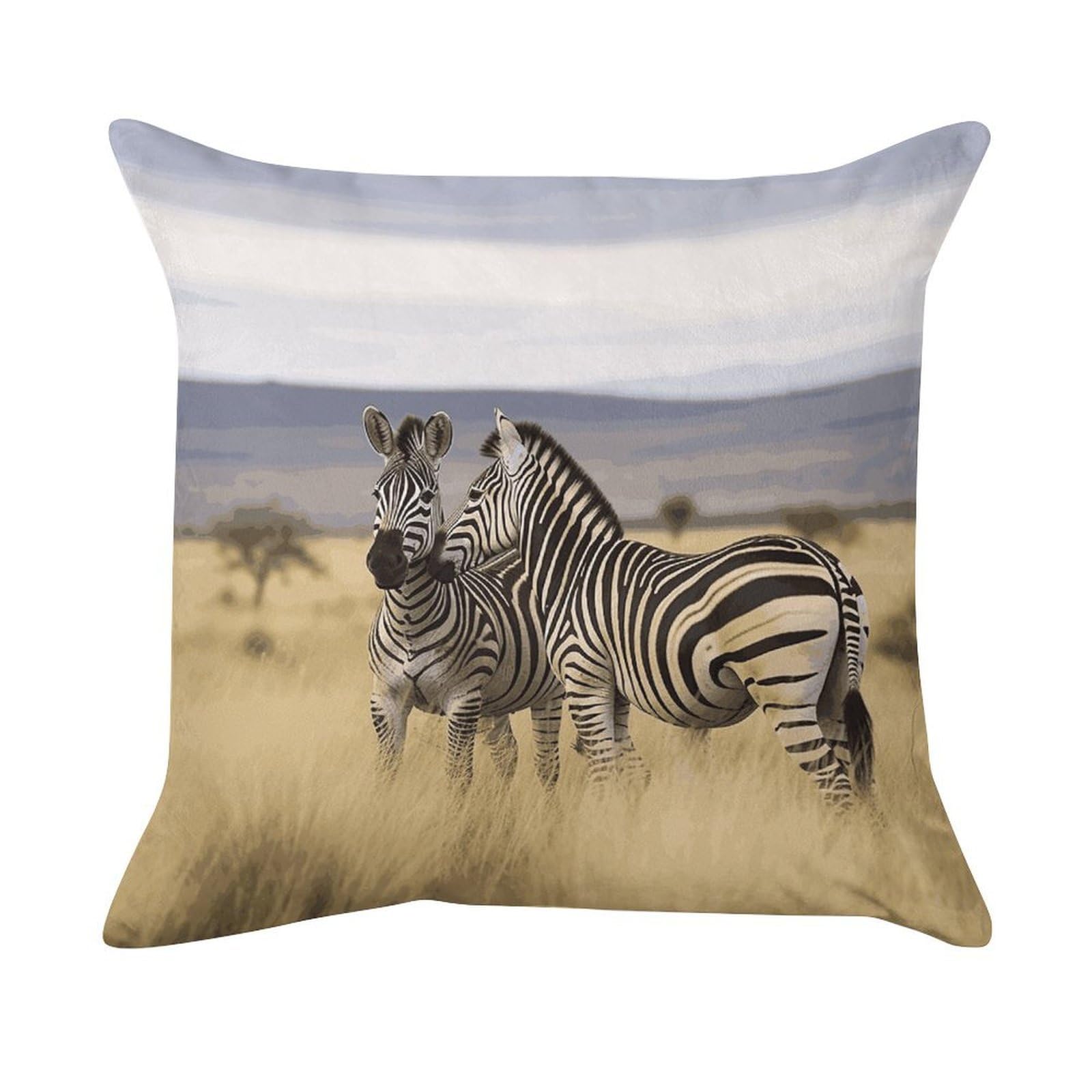 FekiLoot Zebras on South Africa Pillow Covers Luxury Velvet Square Pillowcases Throw Pillows Case with Invisible Zipper Decorative Velvet Cushion Covers Ultra Soft Lumbar Pillow Shells