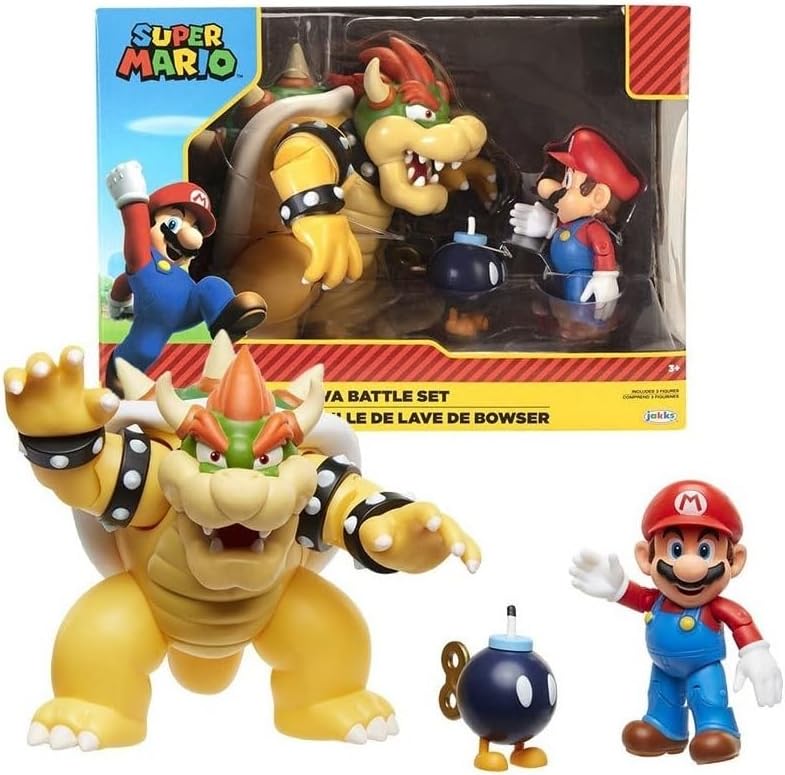 Super Mario World of Nintendo Bowser Vs Mario Diorama Set Includes Mario, Bowser, and Bob-Omb Action Figures - Image 8