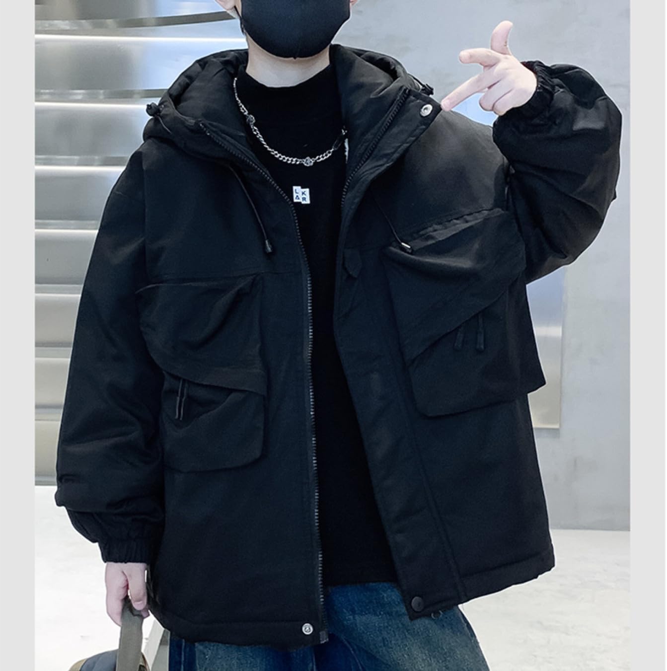 [イノヤ] 超撥水アウター キッズ 中綿 雪 冬 ベンチコート ジュニア 冬 モッズコート ハーフコート 男の子 女の子 120cm