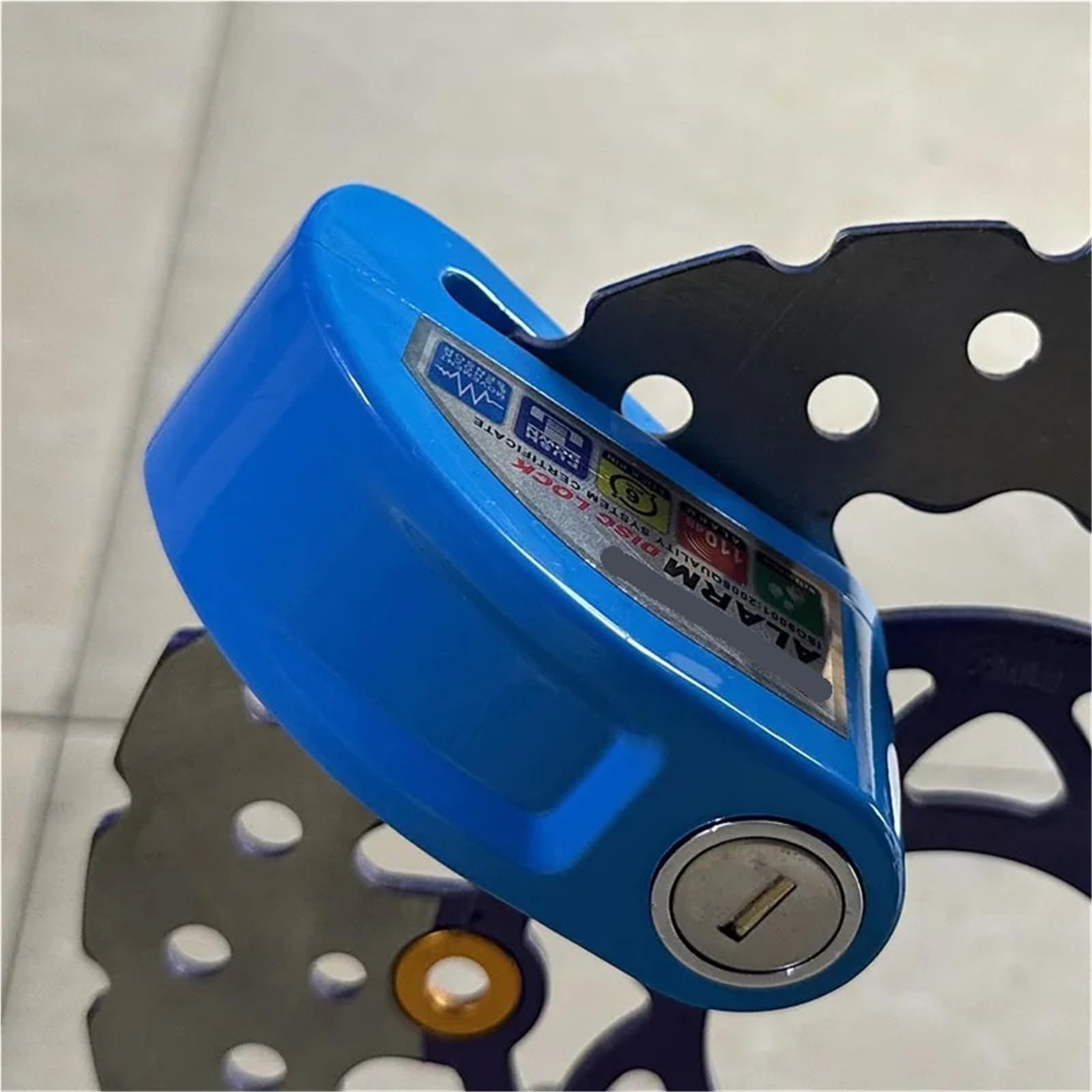 Zabezpieczenia motocyklowe Blokada Tarczy Alarmowej Roweru Blokada Motocykla Alarmowa Ochrona Bezpieczeństwa Aluminiowy Stop Przypomnienie Antykradzieżowe Torba Z Blokadą Linową(Two blue)