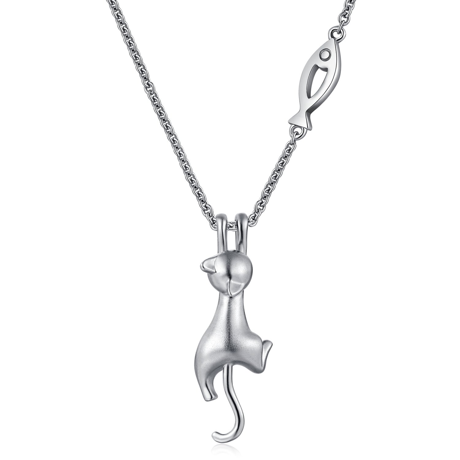 jiamiaoi Cat Necklace for Women 925 Sterling Silver Diamond Cat Necklace Cats Gift Jewelry for Cats Lover