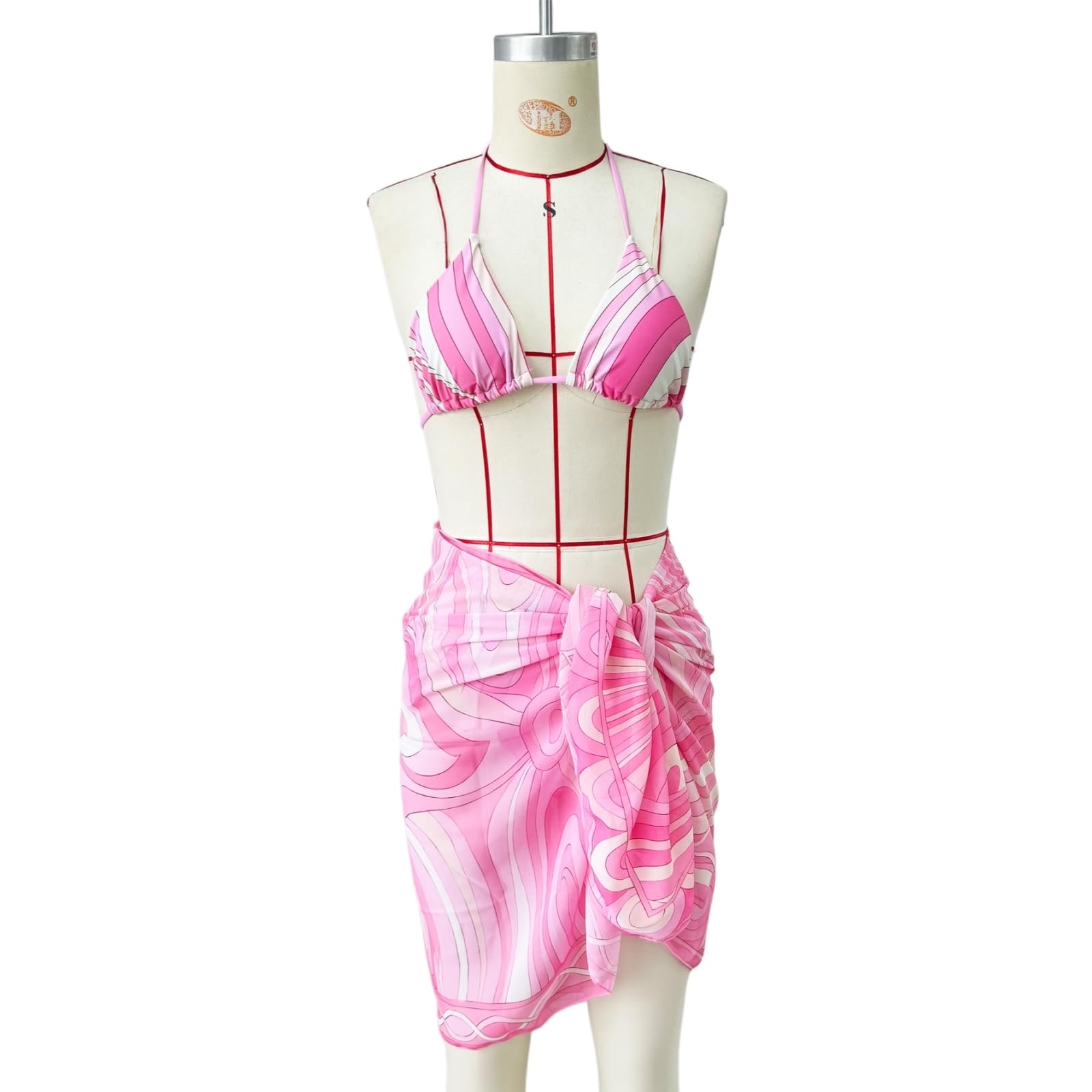 Maillot de bain bikini sexy 3 pièces vêtements plage élégants taille L