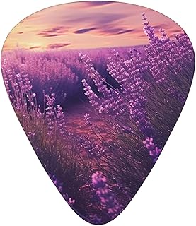 Purple Lavender Field Guitar Picks 12 Pack Bass Picks with Organizer Box Guitar Plectrum Includes Thin Medium Heavy Guitar Picks Ukulele Picks for Bass Acoustic Electric Guitars
