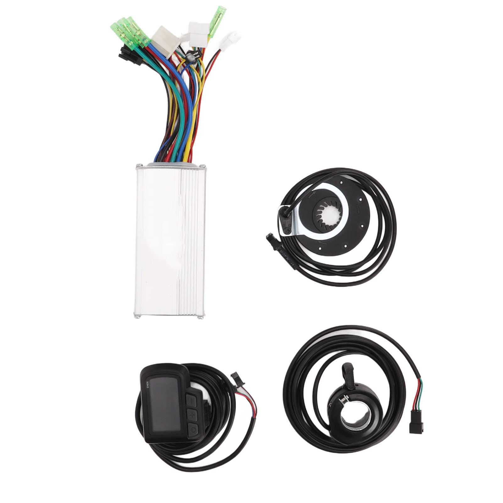 BuyWeek Elektrofahrrad Brushless Motor Controller Kit, 36V 48V 500W 22A Bürstenloser Controller EN06 LCD Display Meter Daumengas 8C Power Assist Sensor Kit für E-Bike Elektroroller