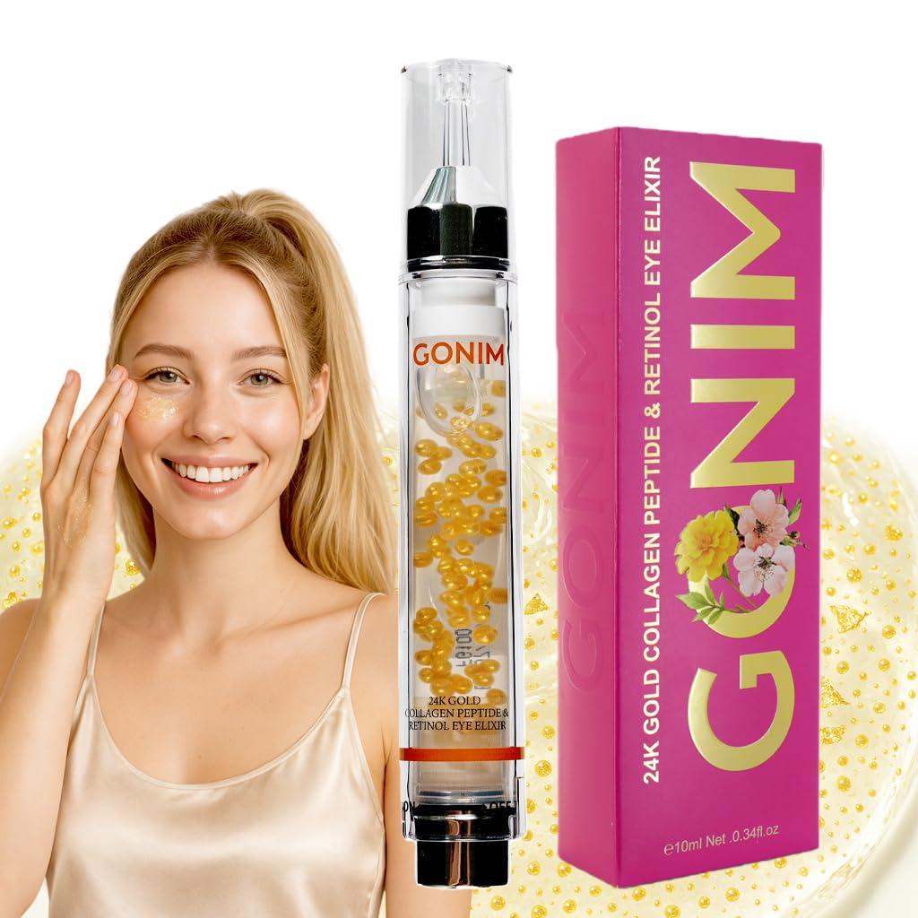 GONIM Eye Gel with Caffeine & Niacinamide, Hydrating Under Eye Gel Serum with Collagen Peptides & Retinol for Fine Lines, Dark Circles and Puffiness, Reduce Wrinkles, Hydrating Gel Base, 0.34oz/10ml