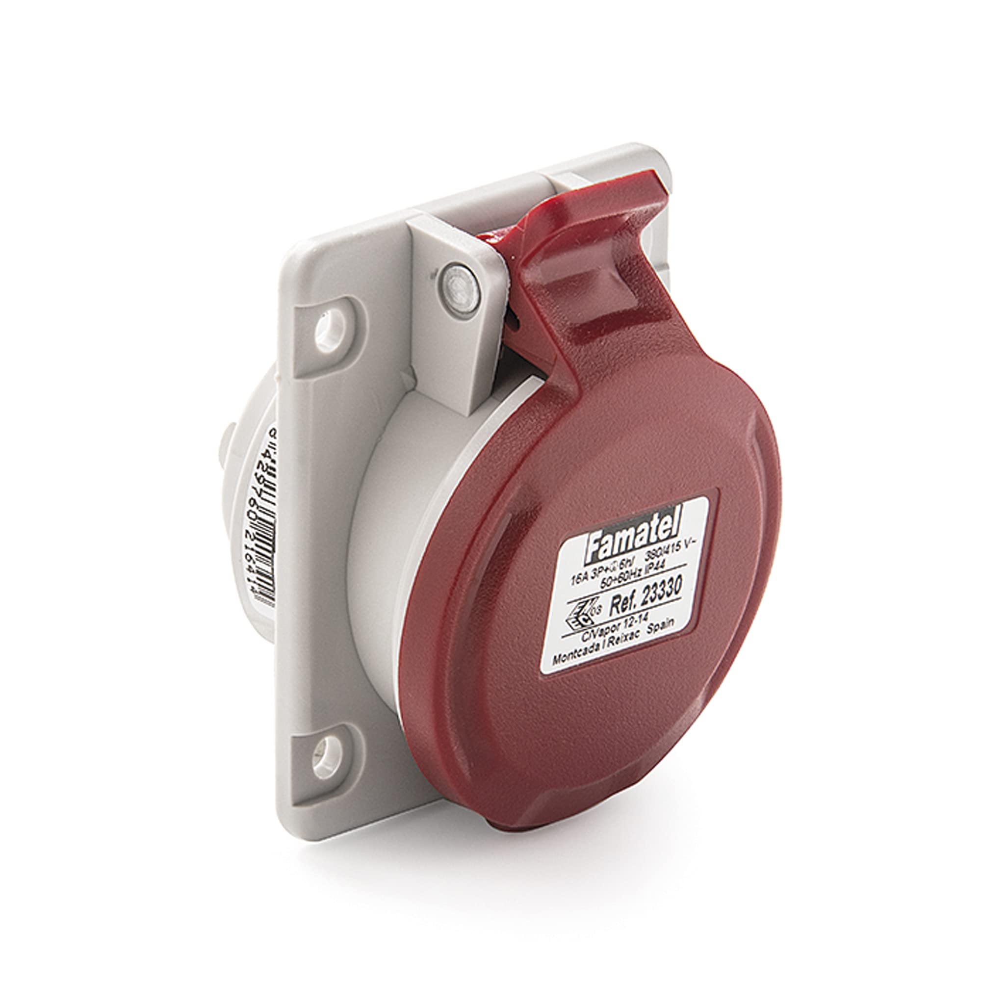 FAMATEL - Base empotrar IP44 | 3P+T | 32A | 380-415V | Rojo
